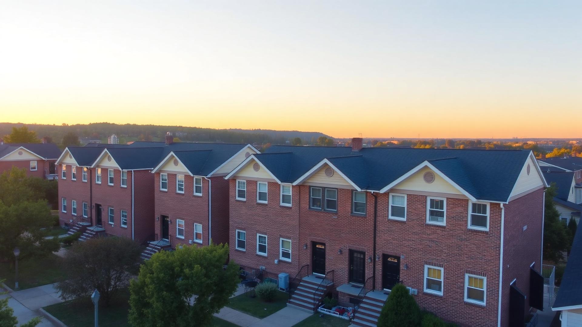 Pittsburgh rental duplexes at golden hour